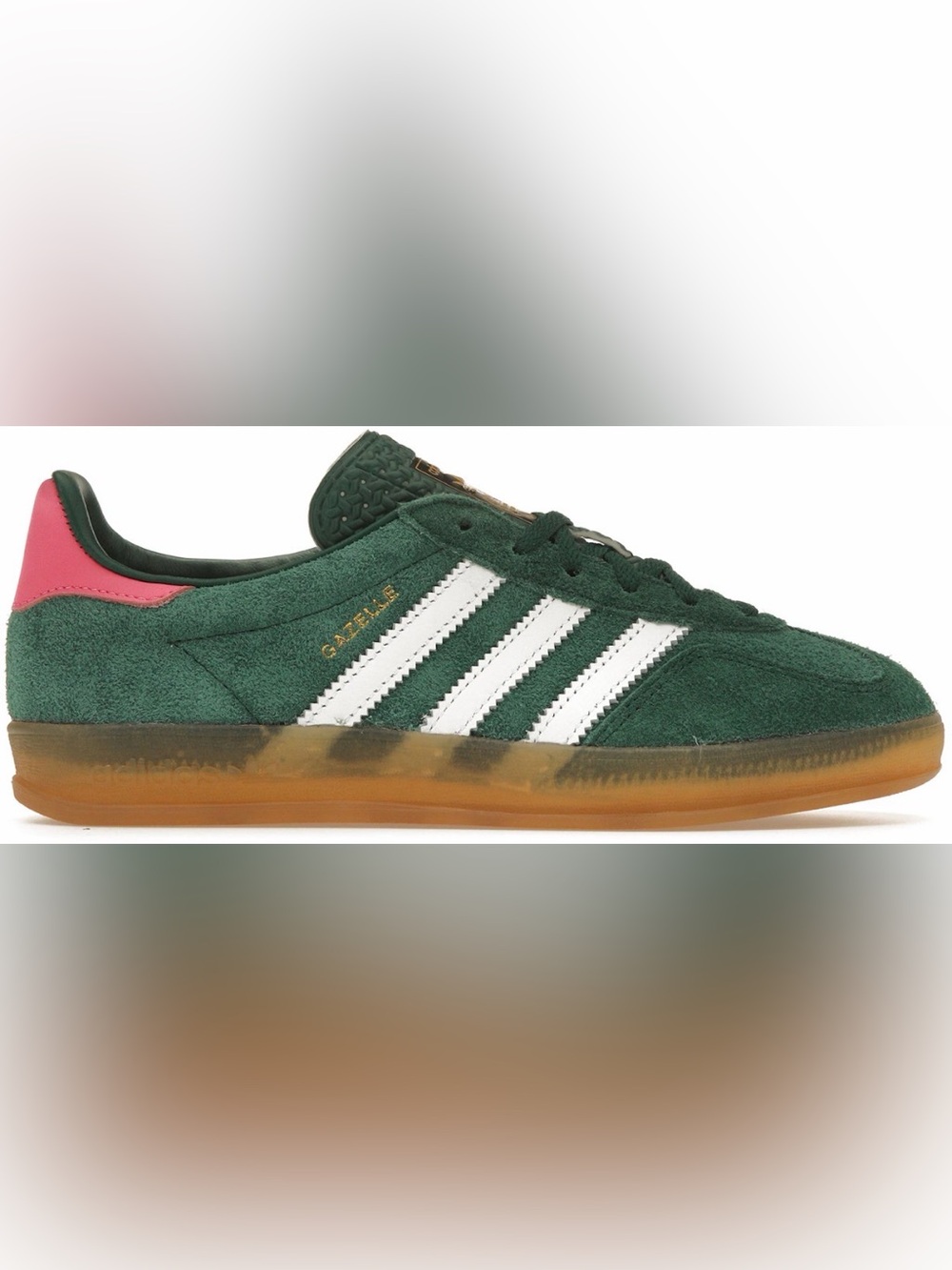 adidas Gazelle Indoor Sneaker - Green/White/Lucid Pink